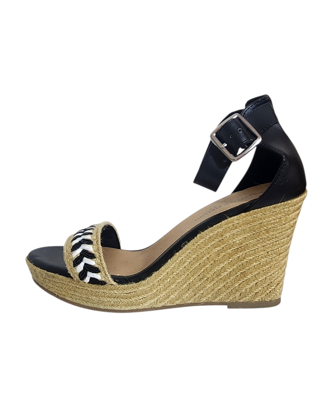 Christian Siriano Black White Boho Espadrille Wedge Sandals Size 11 NWOT Flaw